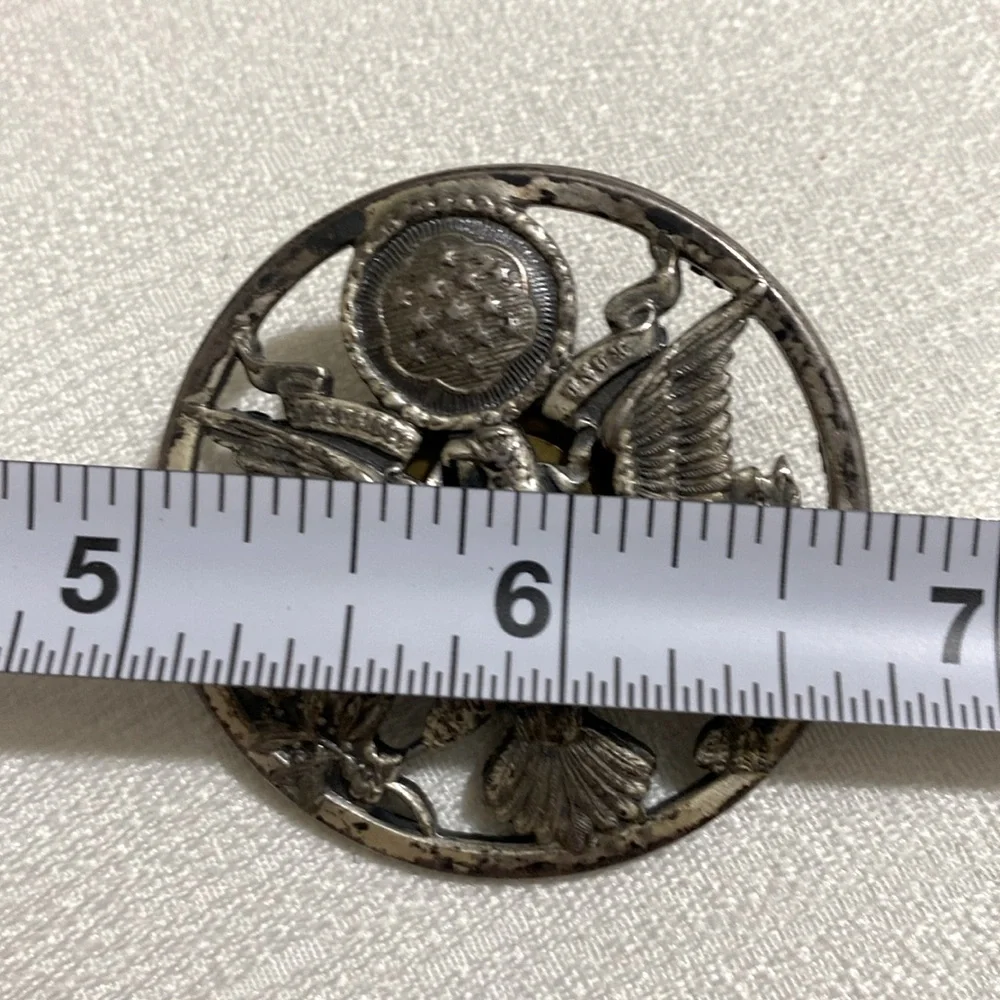 Vintage US President Cast Metal Dorsett Seal Emblem Pin w Screw Back